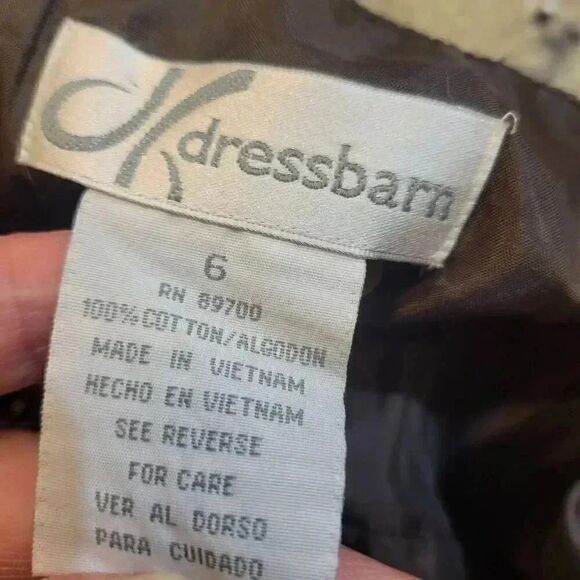 Dressbarn Women's Dark Brown & White Cotton African Print Sleeveless Lined Sundr - Picture 12 of 12